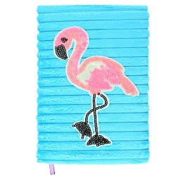 Блокнот 12*18,8см 60л "меховой" с рисунком из пайеток "фламинго"