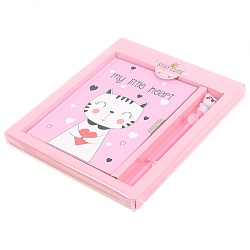 Блокнот A5  50л "Милые котики" с ручкой в наборе цвет розовый