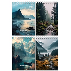Блокнот А6  40л "Виды природы" ассорти,  на гребне