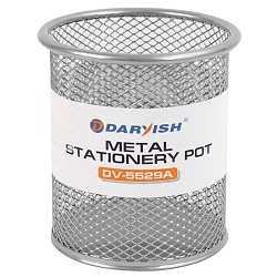 стакан металлический для канцелярских принадлежностей круглый серый