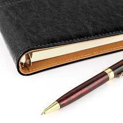 набор подарочный: ежедневник на кольцах а5 + ручка (чёрный)