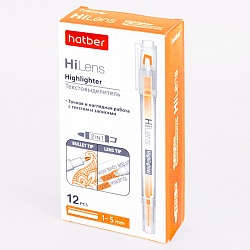 текстовыделитель hatber hi-lens двухсторонний 1 mm/5 mm оранжевый