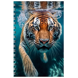 тетрадь  а4  80л лин,  на спирали тигр обложка мелов. картон