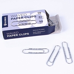 скрепки 50мм  гофрированые, оцинкованные  50шт/уп globus