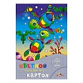 Картон цветной мелованный А4  7л. 7цв."Два черепашонка" в папке