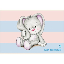 альбом для рисования 20л. "зайка" на скрепке бум. 110г/м2