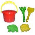 Набор для песочницы №15 (ведро 1л+лопатка13см+грабли13см+2 формочки)
