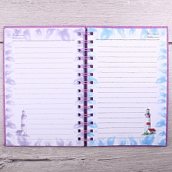 Блокнот 12*18,5см 60л "Darvish" на спирали с рисунком "маяк" со стразами