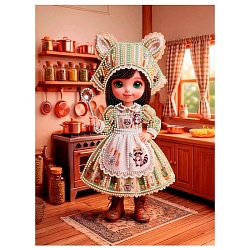 алмазная мозаика  23*30см с подрамником милая кукла на кухне