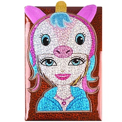 Блокнот 14*21см 80л "Darvish" блестки с аппликацией девушка (3 вида)