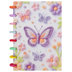 Блокнот 15,5*21см 80л на пластиковых кольцах в клетку "Бабочки"