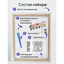 холст с красками 30*40см по номерам "волшебный единорог"