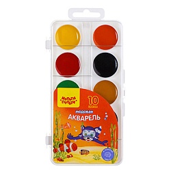 краски аквар. 10цв. мульти-пульти "енот в красном море" медовые без кисти