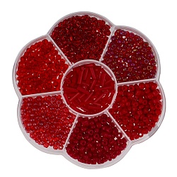 набор для бисероплетения в боксе 7 видов бисера цвет красный