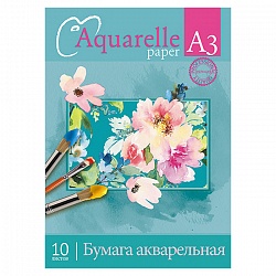 папка для акварели  а3 10л "акварельные цветы" 180г/м2
