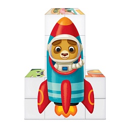 кубики пластиковые "зверотранспорт" 12шт