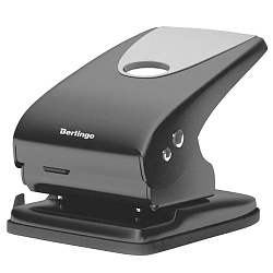 дырокол  65л "berlingo" "office soft"  металлический, черный, с линейкой