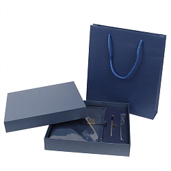 набор подарочный(ежедневник недатир. с магнитной застежкой + ручка+стержень)  цвет синий