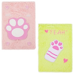 Блокнот A5  80л меховой "Лапка" в клетку