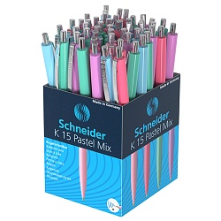 ручка автоматическая шариковая синяя schneider "k15", 1,0мм, корпус пастель ассорти
