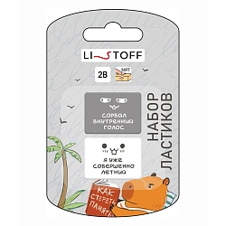 набор ластиков 2шт/уп с печатью капибара