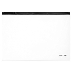 папка-конверт на молнии а4 160мкм, цвет прозрачный, застёжка чёрная