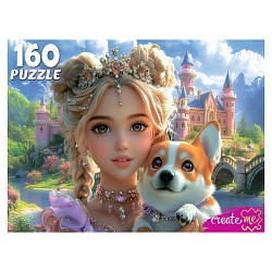 пазлы  160 элементов портрет принцессы с корги