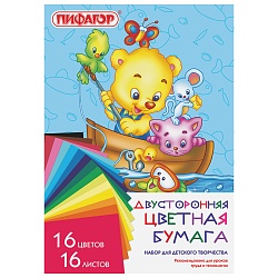 бумага цветная двухсторонняя  а4 16л.16цв. "рыбалка"