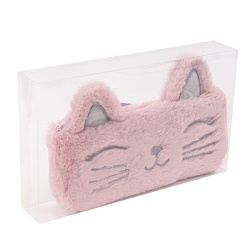 пенал меховой котик розовый