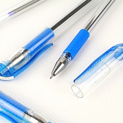 ручка шар. синяя на масляной основе "piano" корпус прозрачный с резиновым держателем