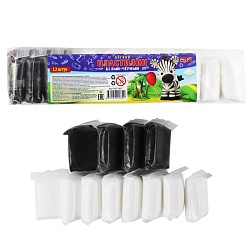 масса для лепки. лёгкий пластилин  12шт, белый, черный