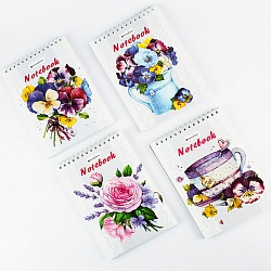 Блокнот 13*18см  48л "Цветы" на гребнне