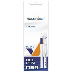 ручка  гелевая синяя "darvish" корпус белый