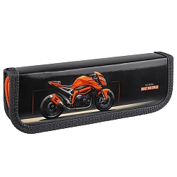 пенал 1отдел. 190* 65мм оранжевый мотоцикл