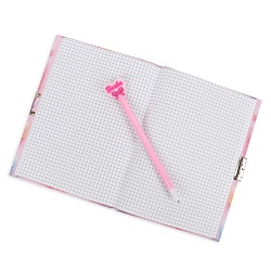 Блокнот 13,5*18 см 50л с замком "Сердца" с ручкой