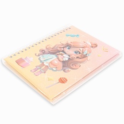 Блокнот 13*18см 48л на спирали в клетку "Девочка"