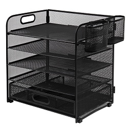 лоток металлический 5 секций + выдвижная полка+2 навесных органайзера цвет чёрный