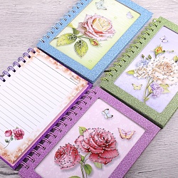 Блокнот  12*18,5см 60л "Darvish" на спирали с рисунком "цветы" со стразами