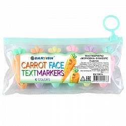 текстмаркеры "морковка" в наборе 6 цветов