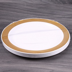 тарелки пластиковые 19см в наборе 12шт. круглые белые с золотистой полосой по кайме