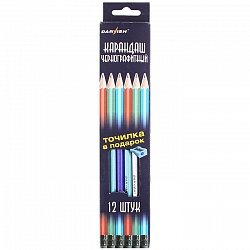 карандаш  ч/г с ластиком "darvish" корпус цветной шестигранный