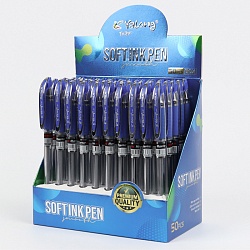 ручка шар. синяя на масляной основе корпус прозрачный с резиновым держателем 0,7мм