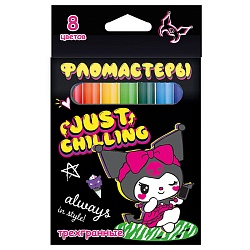 фломастеры  8 цв. "куроми", треугольные, в картонной упаковке с европодвесом