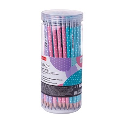 карандаш ч/г с ластиком нв "grace" ассорти круглый корпус