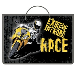 папка детская с ручками а4 пласт. на молнии байкер