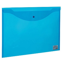 папка-конверт  на кнопке а3 "brauberg" прозрачная синяя 180мкм