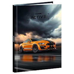 ежедневник недатированный  а5 128л. "оранжевый с чёрным автомобиль" 7бц глянц.лам.