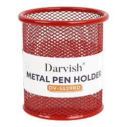 стакан металлический для канцелярских принадлежностей  круглый красный