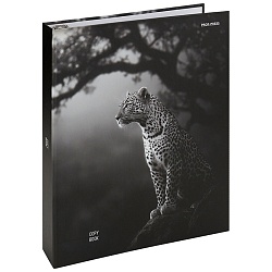 тетрадь на кольцах  80л  "леопард в чёрно-белом"