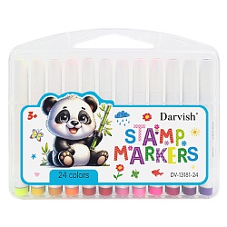 фломастеры 24цв  со штампиками в пластиковом футляре